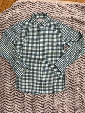 Savannah Green and White Gingham Button-Down Shirt-size S (BNWT)
